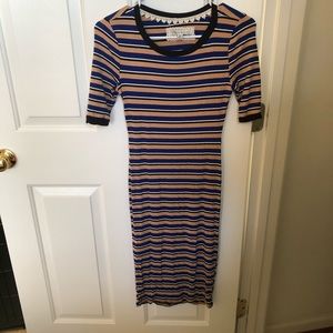 Striped midi bodycon dress